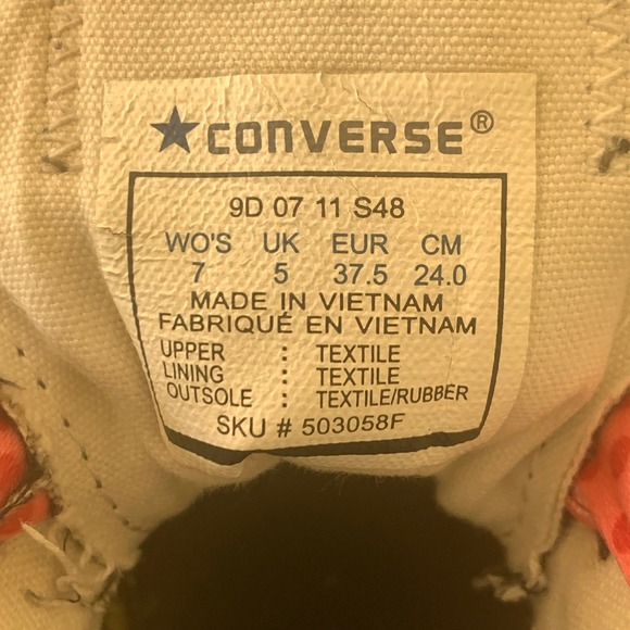 Converse Patchwork Sneakers Low Top Distressed Canvas Shoes‎ Women's Size 7 - Picture 3 of 12